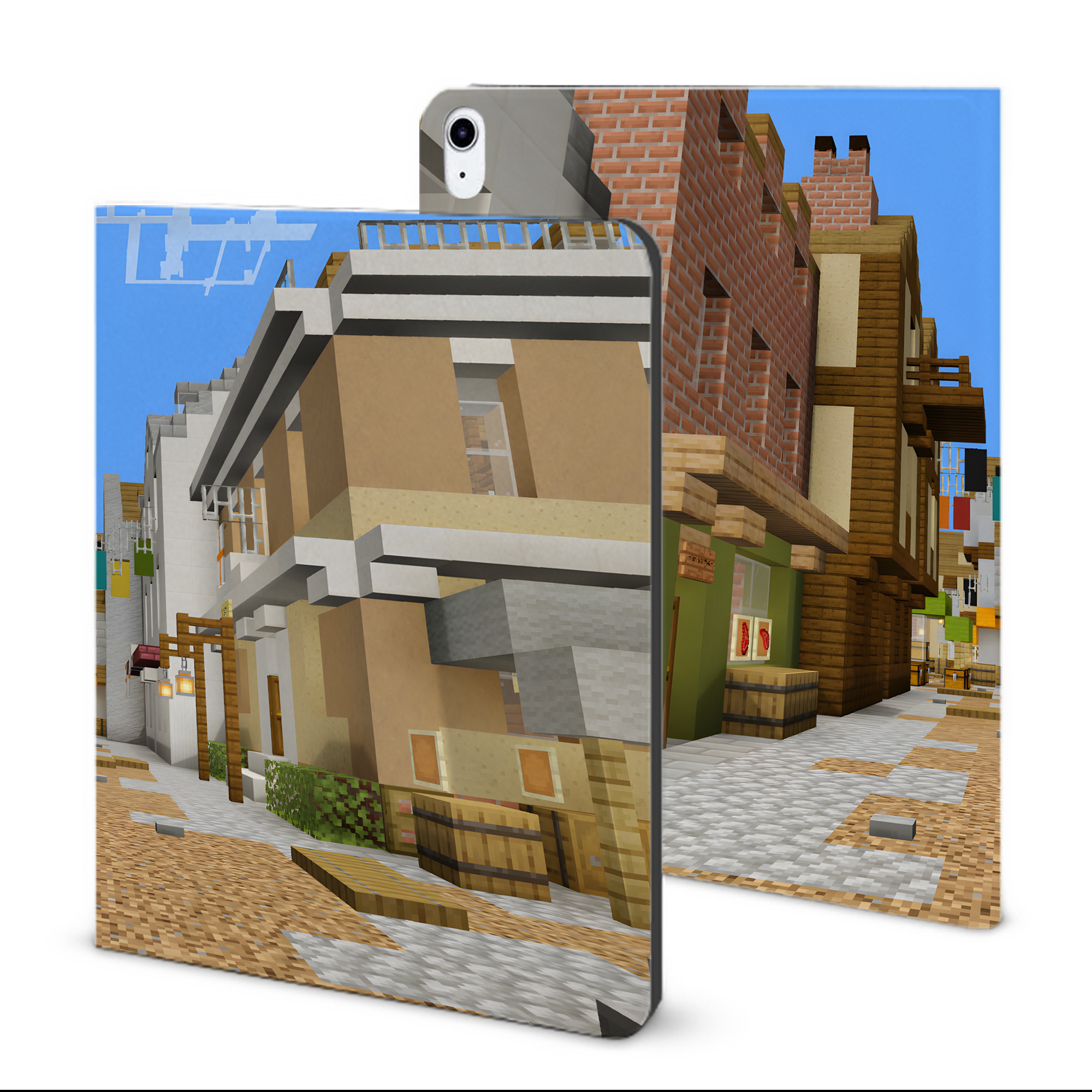 （画像用） マインクラフト ブロックの世界 Minecraft MC Block world IPad ケース ブック型 PUレザー TPU 耐衝撃 軽量 薄型 ペン収納なし 全面保護 IPad 各モデル対応